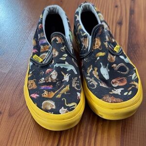 Vans Kids Animal Print Slip-On Sneakers - Black and Yellow